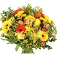 Easter bouquet yellow - orange larger with 3 Easter eggs